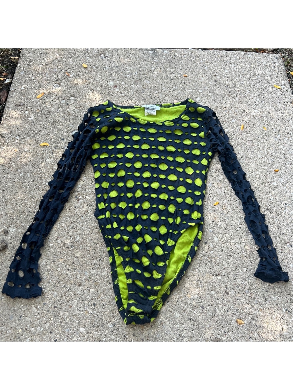 Y2K grunge scene long sleeve bodysuit